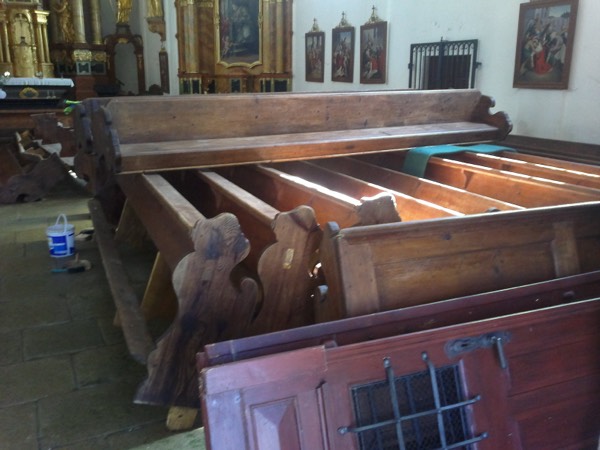 Výroba dřevěné podlahy. Kaple na Dobré Vodě – foto 2